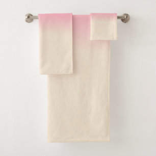 Antique White and Winter Sky Pink Ombre Pattern Bath Towel Set
