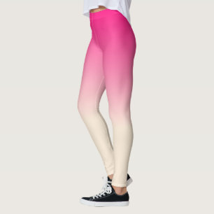 Antique White and Winter Sky Pink Ombre Pattern Leggings