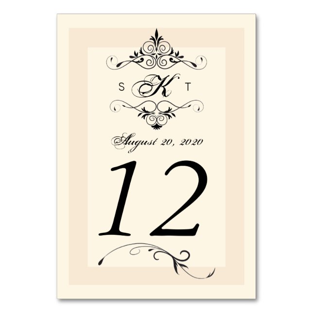 Antique White Black Wedding Table Number Cards (Front)