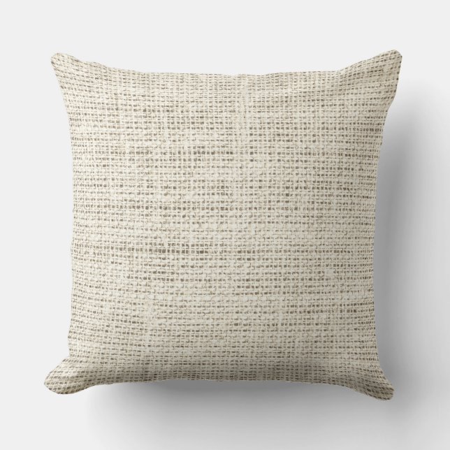 Antique white burlap linen background cushion (Front)