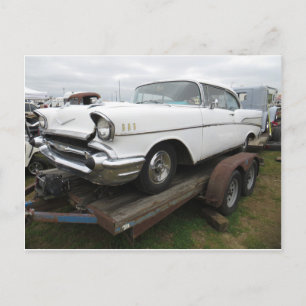 Antique White Car Postcard