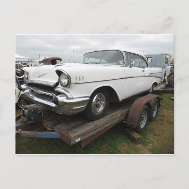 Antique White Car Postcard (Front)