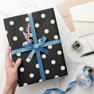 Antique White Dots on Black Wrapping Paper