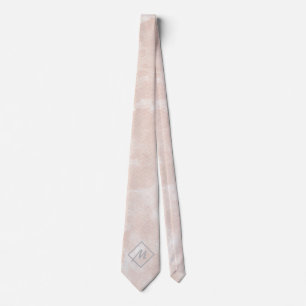 Antique White Gainsboro Pink Grey Monogram Necktie