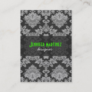Antique White & Grey Traditional Floral Lace Business Card