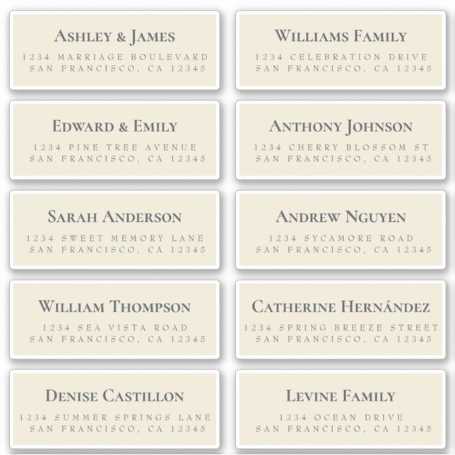 Antique White Guest Address Labels ORDER 6" or 8"! (Front)