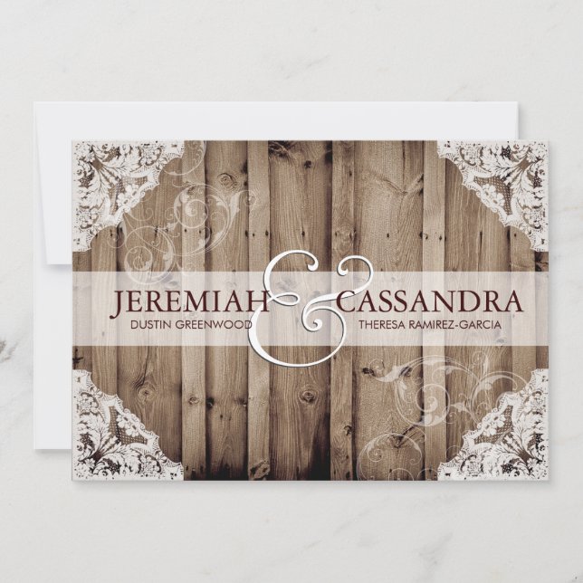 Antique White Lace Wedding Invitation (Front)