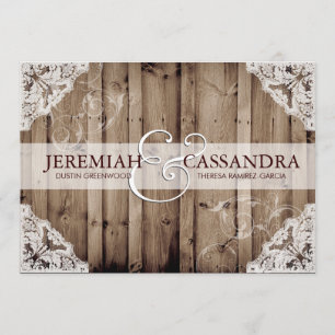 Antique White Lace Wedding Invitation