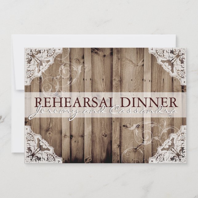 Antique White Lace Wedding Rehearsal Invitation (Front)