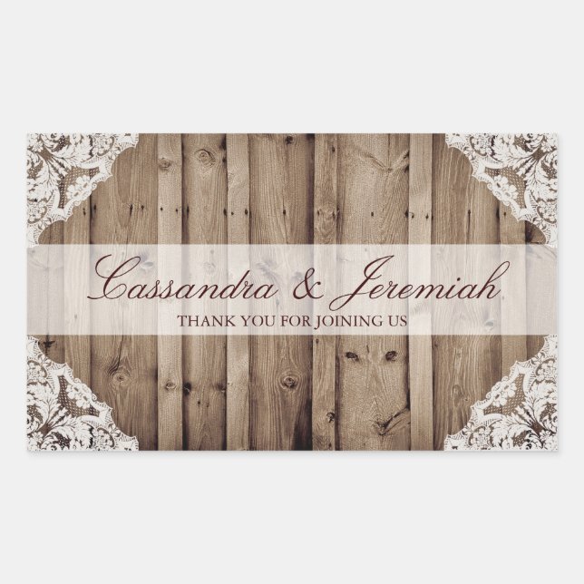 Antique White Lace Wedding Water Bottle Sticker (Front)