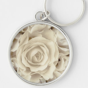 Antique White Roses, Ice Green Satin, template Key Ring