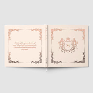 Antique White Vintage Crest Monogram Wedding Guest Book