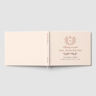 Antique White Vintage Crest Monogram Wedding Guest Book
