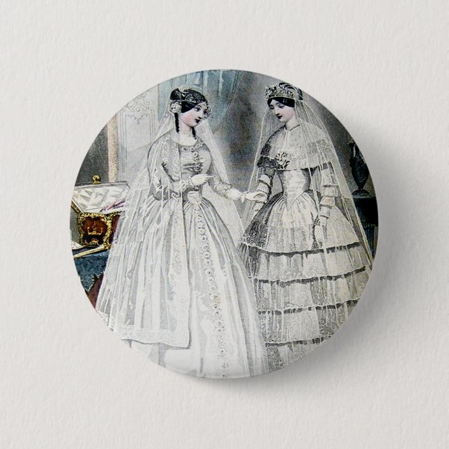 Antique White Wedding Dresses 6 Cm Round Badge (Front)