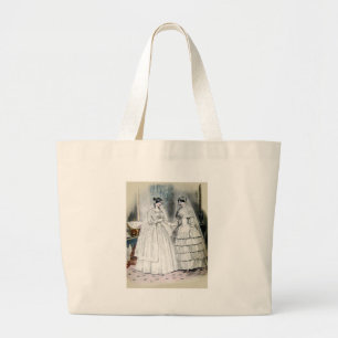 Antique White Wedding Dresses Large Tote Bag