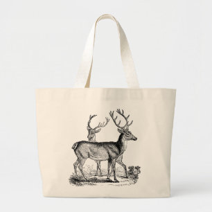 Antique Wild Stag Deer on Tote Bag