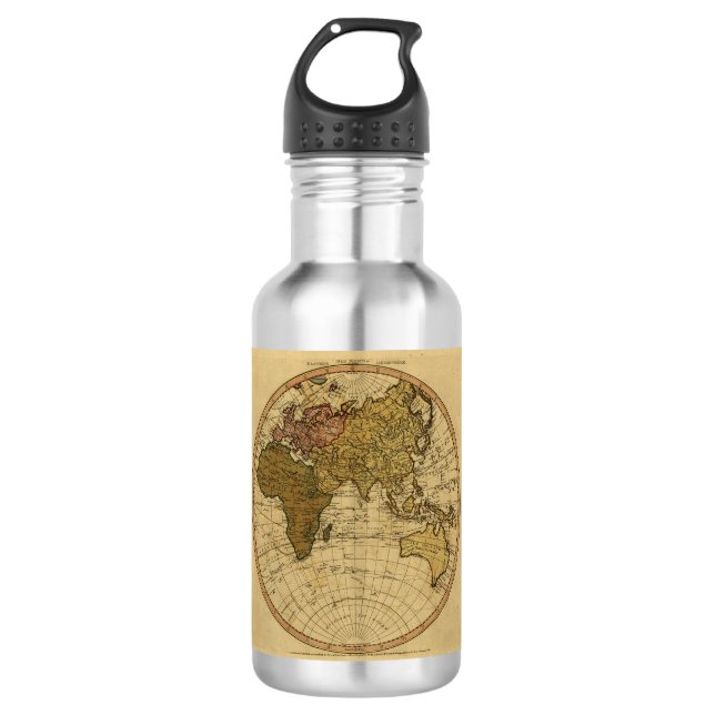 Antique William Faden 1786 Eastern Hemisphere Map 532 Ml Water Bottle (Front)
