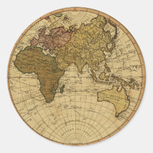 Antique William Faden 1786 Eastern Hemisphere Map Classic Round Sticker