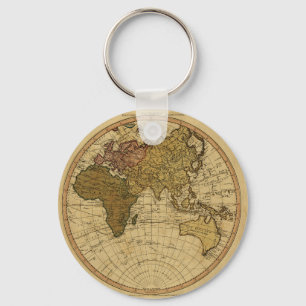 Antique William Faden 1786 Eastern Hemisphere Map Key Ring