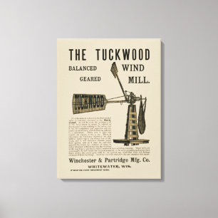 Antique Wind Mill The Tuckwood Whitewater Wis 1889 Canvas Print