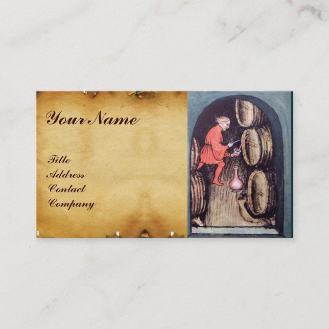 ANTIQUE WINE CELLAR AND VINEYARD HARVEST MONOGRAM BUSINESS CARD (Front)