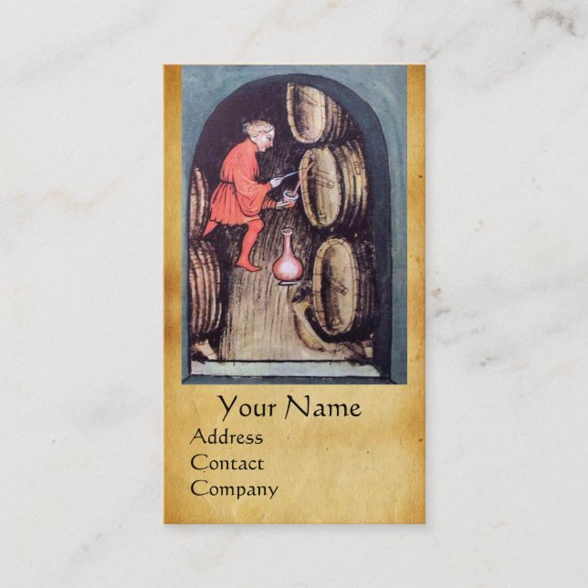 ANTIQUE WINE CELLAR  RED WAX SEAL MONOGRAM BUSINESS CARD (Front)