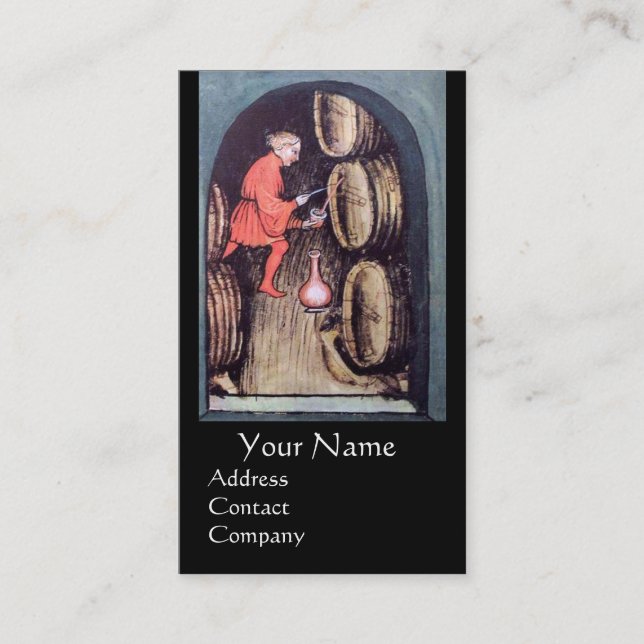 ANTIQUE WINE CELLAR  RED WAX SEAL MONOGRAM BUSINESS CARD (Front)