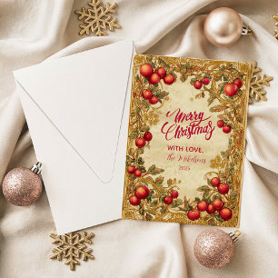 Antique Winter Berry Celebration Holiday Card