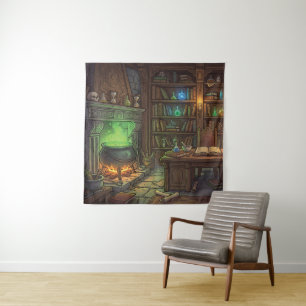 Antique Witch Wizard Home Studio Tapestry