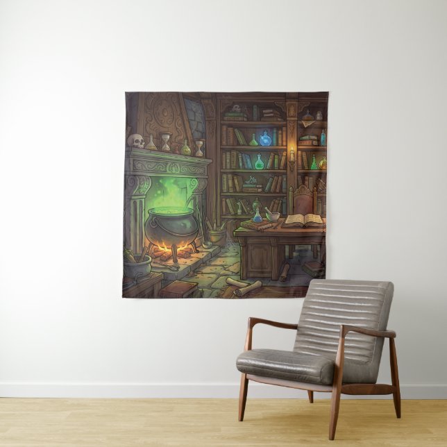 Antique Witch Wizard Home Studio Tapestry (In Situ)