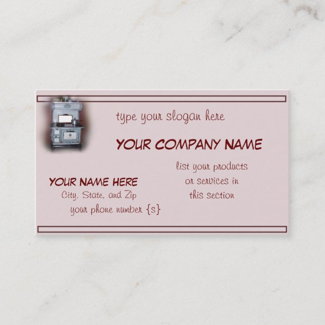 Antique Wood Cookstove-customise Business Card (Front)