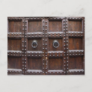 Antique wood door in Florence Postcard