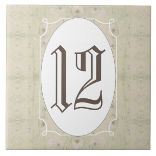 Antique Wood Floral House Number Tile