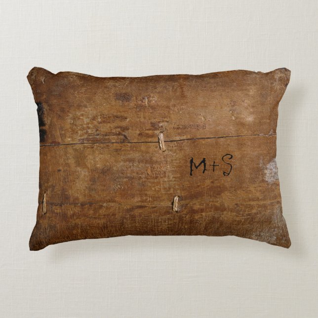"Antique Wood" w/out Initials Decorative Cushion (Front)
