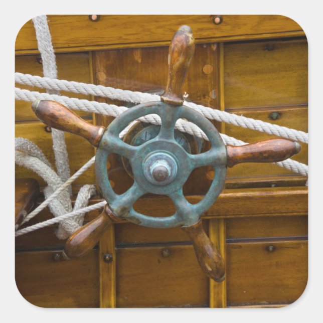 Antique Wooden Boat Square Sticker (Front)