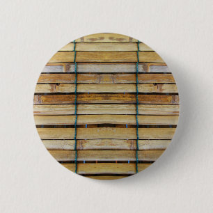 Antique Wooden Timber Wood Slats 6 Cm Round Badge