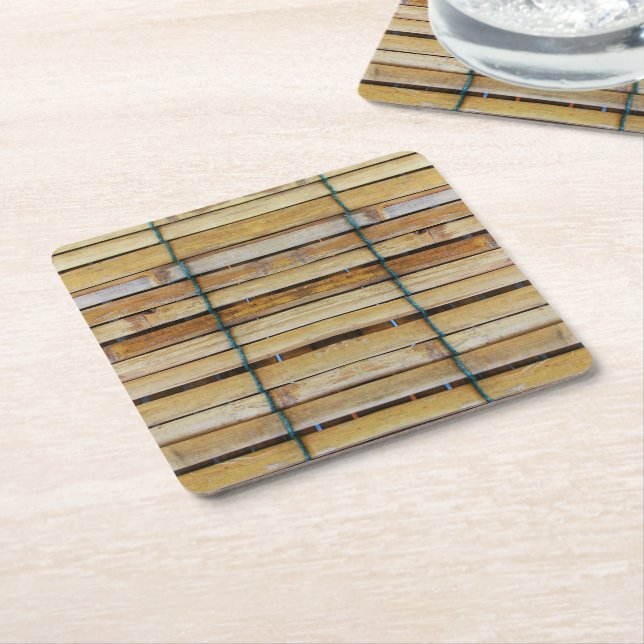 Antique Wooden Timber Wood Slats Square Paper Coaster (Angled)