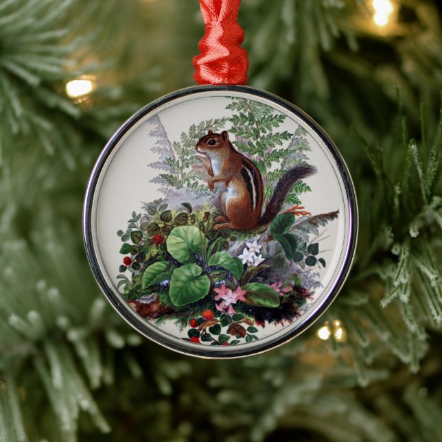Antique Woodland Plants and Chipmunk Ornament (Tree)