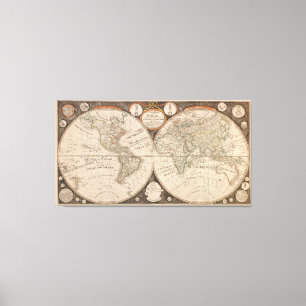 Antique World Map, 1799 (Thomas Kitchen) Canvas Print