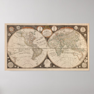Antique World Map, 1799 (Thomas Kitchen) Poster