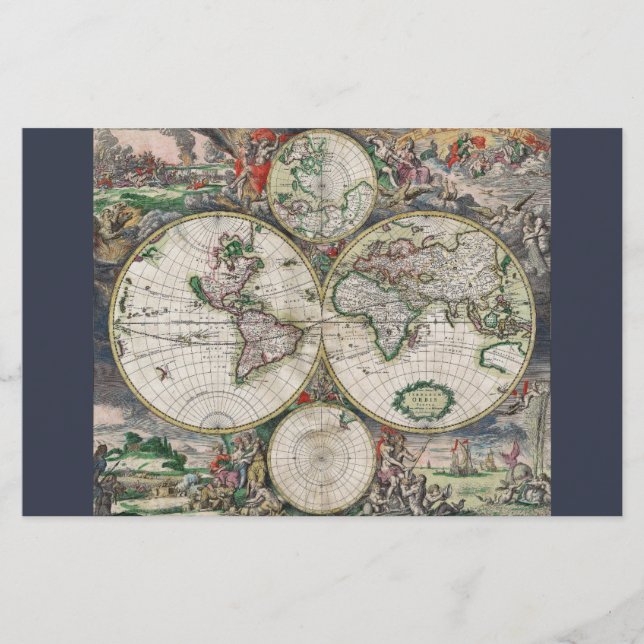 Antique World Map 17th Century (Front)