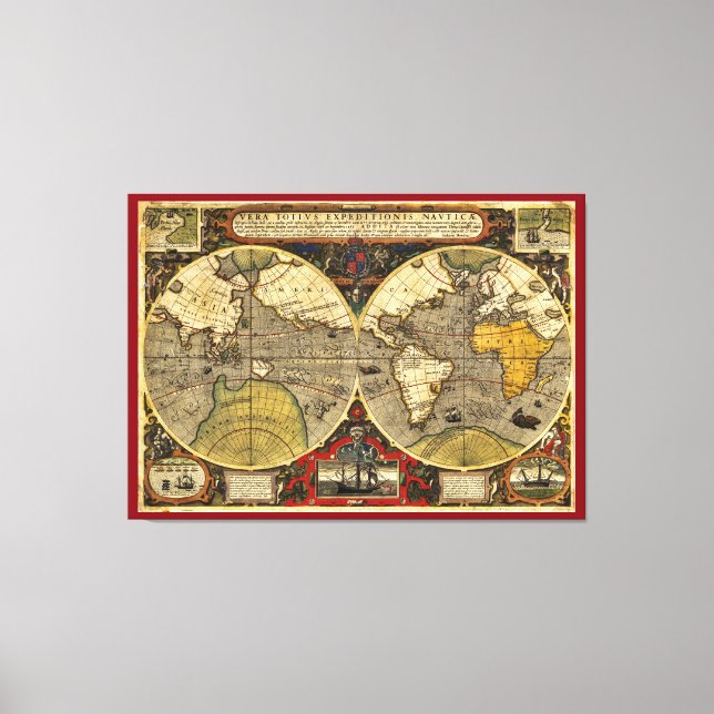 Antique World Map #2 Canvas Print (Front)