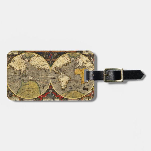 Antique World Map #2 Luggage Tag (Front Horizontal)