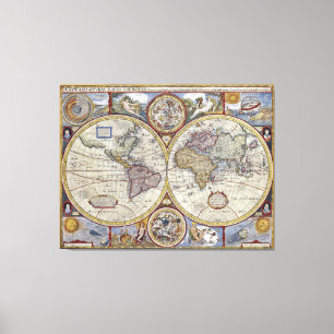 Antique World Map #3 Canvas Print