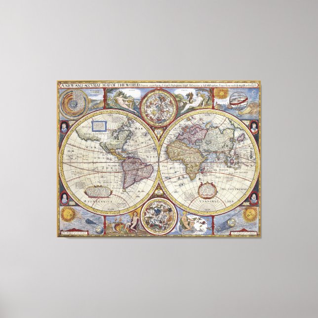 Antique World Map #3 Canvas Print (Front)