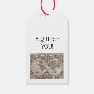 Antique World Map #3 Gift Tags