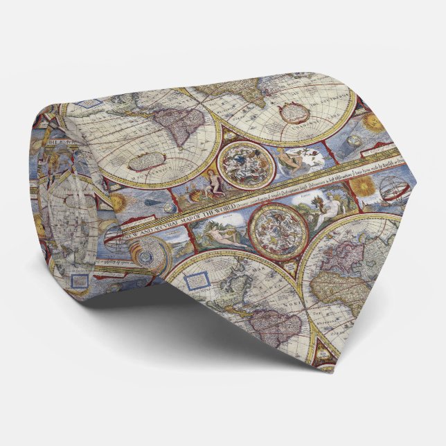 Antique World Map #3 Tie (Rolled)