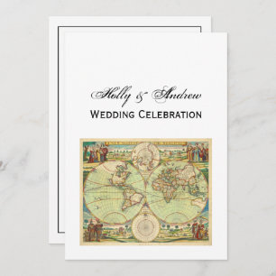 Antique World Map #4 Invitation