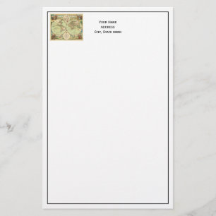 Antique World Map #4 Stationery