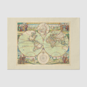 Antique World Map #4 Tissue Paper